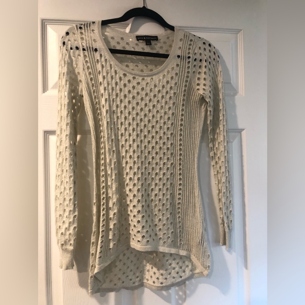 Rock & Republic Cream Metallic Sweater XS